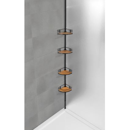WENKO 24756100-Poliță de colț DOLCEDO 31x20 cm inox/negru/maro