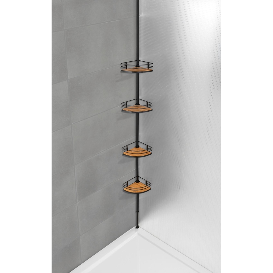 WENKO 24756100-Poliță de colț DOLCEDO 31x20 cm inox/negru/maro