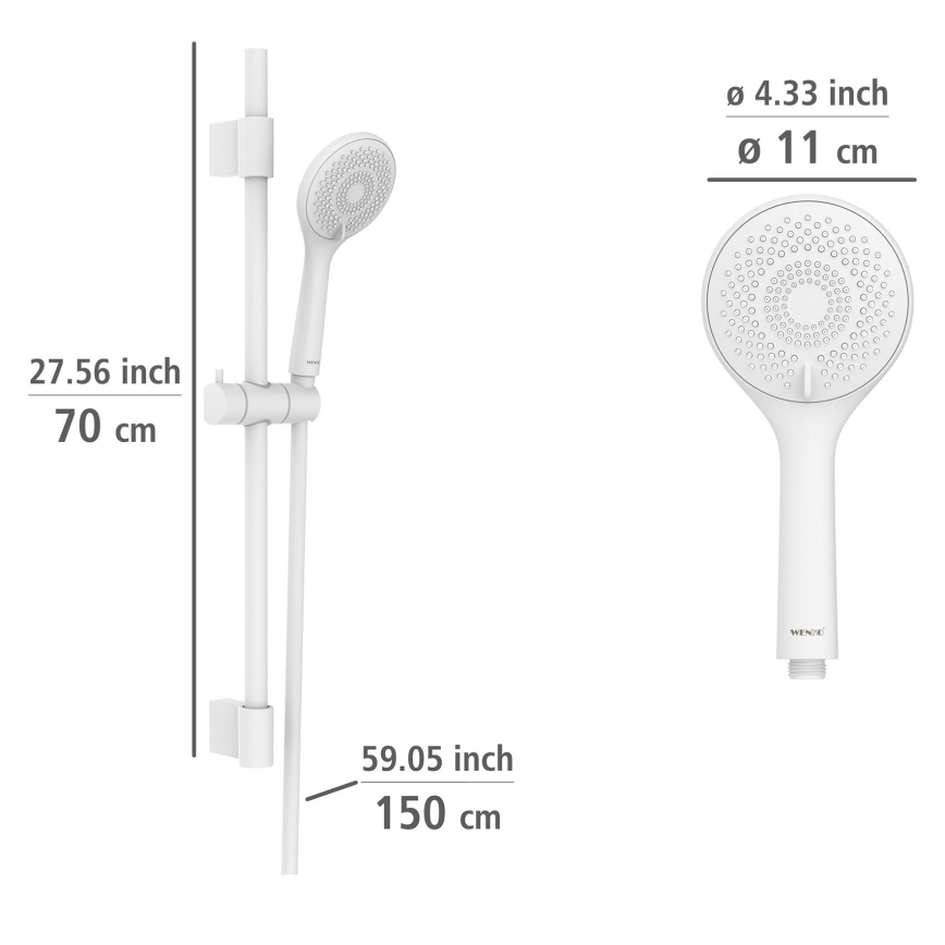 WENKO 24916100 - Set de duș WATERSAVING SYSTEM, 70 cm, alb