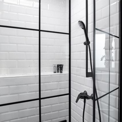 WENKO 24924100 - Cap de duș 11x11 cm cu sistem de economisire a apei, negru