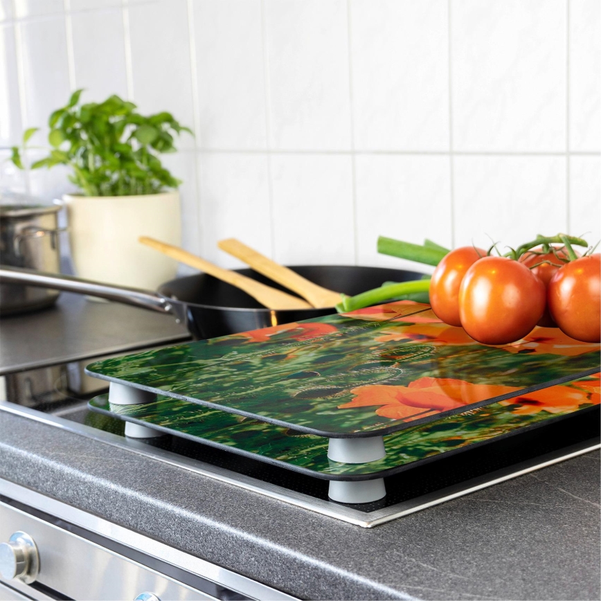 WENKO 2521434500 - Placă de acoperire ABDECKPLATTE, model Floare/Plantă, 30 x 52 cm, multicolor