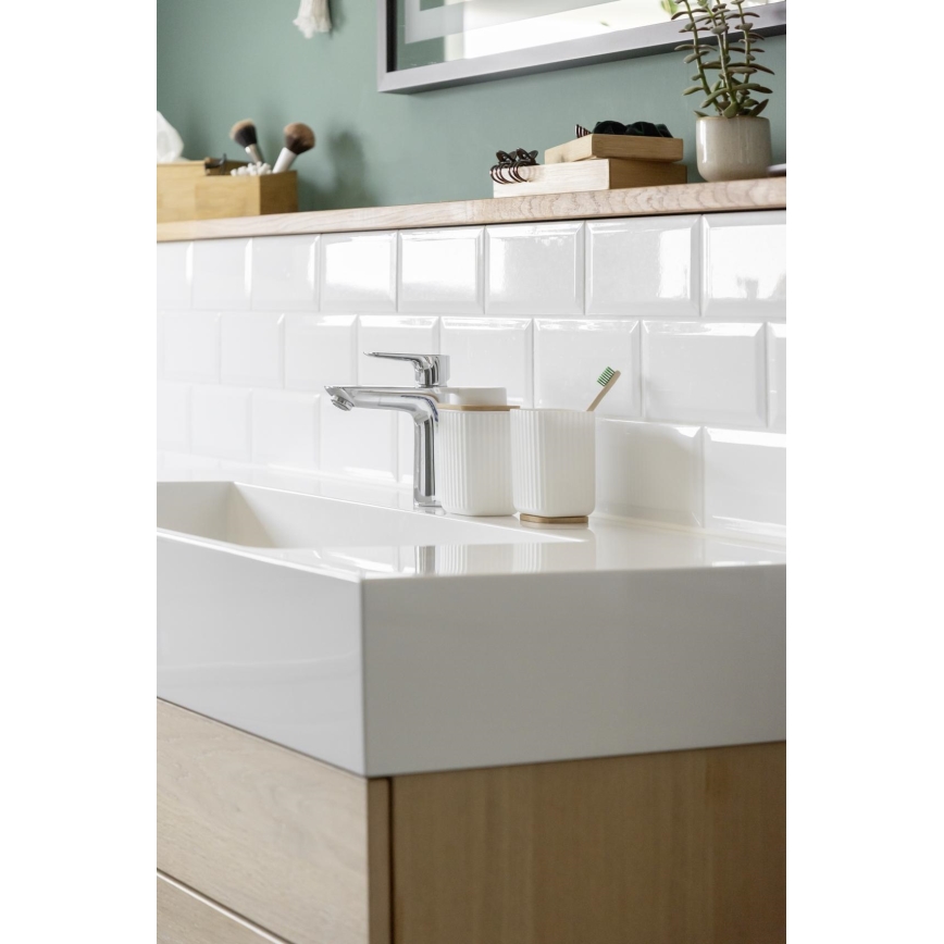 WENKO 25294100 - Dozator de săpun ROTELLO, 8,9 x 12,7 cm, alb/maro