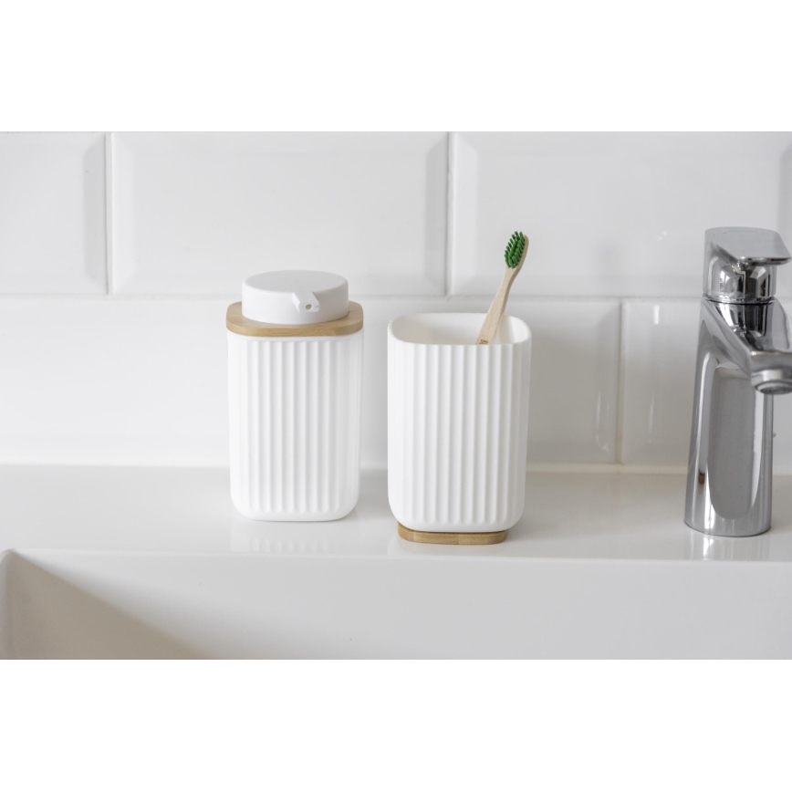 WENKO 25294100 - Dozator de săpun ROTELLO, 8,9 x 12,7 cm, alb/maro