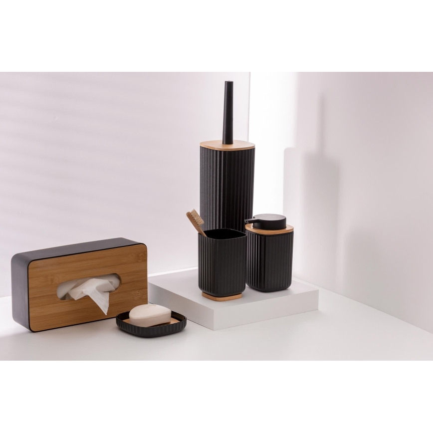 WENKO 25297100 - Pahar pentru periuța de dinți ROTELLO, 8,5 x 11 cm, negru/maro