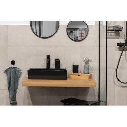 WENKO 25297100 - Pahar pentru periuța de dinți ROTELLO, 8,5 x 11 cm, negru/maro