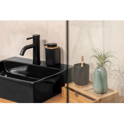 WENKO 25297100 - Pahar pentru periuța de dinți ROTELLO, 8,5 x 11 cm, negru/maro