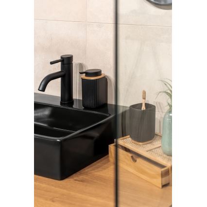 WENKO 25297100 - Pahar pentru periuța de dinți ROTELLO, 8,5 x 11 cm, negru/maro