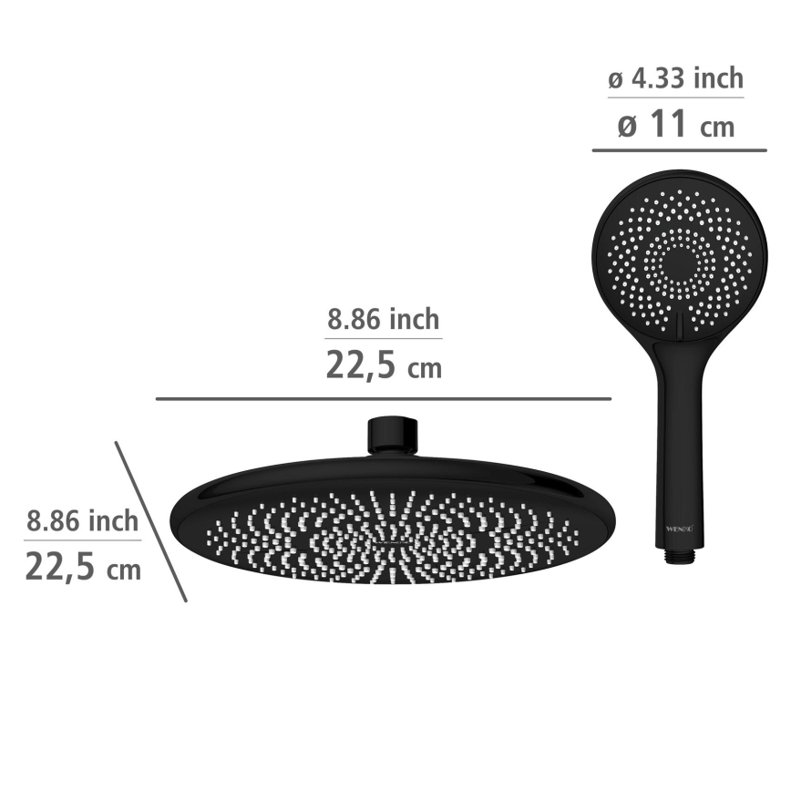 WENKO 25311100 - Set de duș WATERSAVING SYSTEM, 120 cm, negru