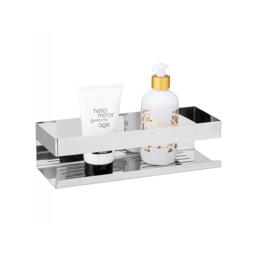 WENKO 25413100-Poliță TURBO-LOC GENOVA SHINE 30x10,5 cm argintie