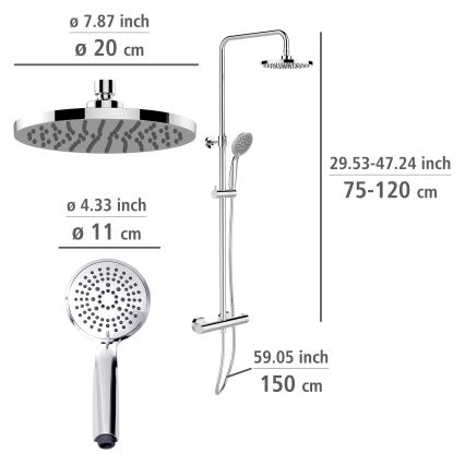 WENKO 25483100 - Sistem de duș WATERSAVING SYSTEM, 120 cm, crom lucios