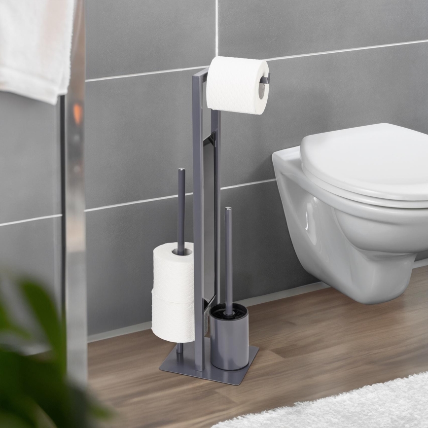 WENKO 25552100 - Perie WC RIVALTA, 18 x 70 cm, gri/negru