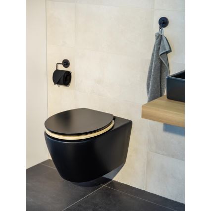 WENKO 25772100 - Capac WC BAMBUZA 37x44 cm negru/maro/crom lucios