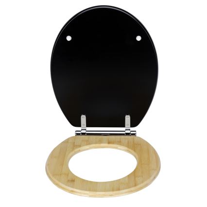 WENKO 25772100 - Capac WC BAMBUZA 37x44 cm negru/maro/crom lucios