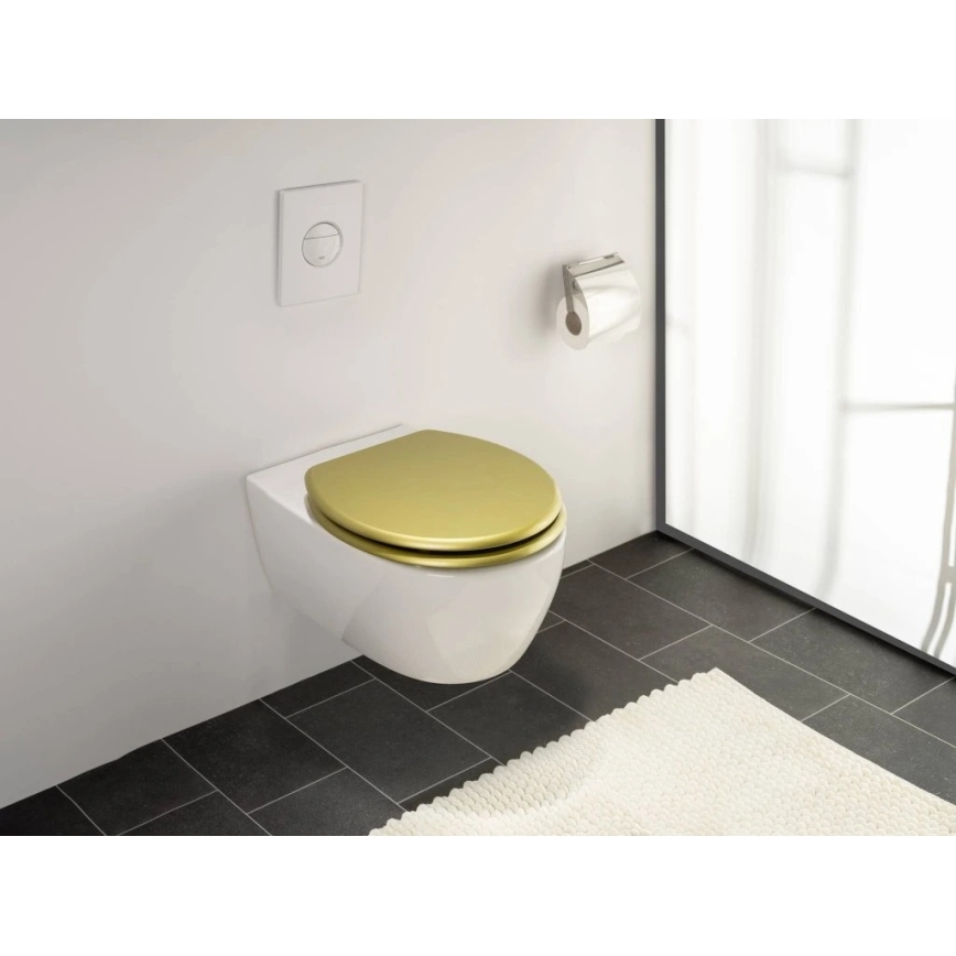 WENKO 26010100 - Capac WC ALDENO 37x41 cm auriu/argintiu
