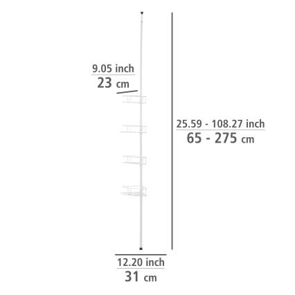WENKO 26015100 - Poliță de colț DOLCEDO, 31 x 230 cm, inox/alb
