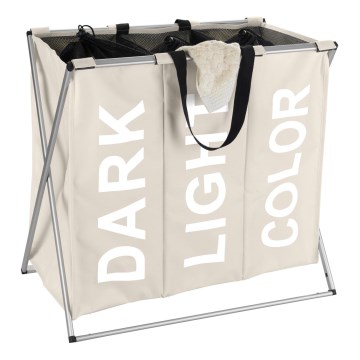 WENKO 3440113100 - Coș pentru rufe TRIO 63 x 57 cm bej/negru/argintiu