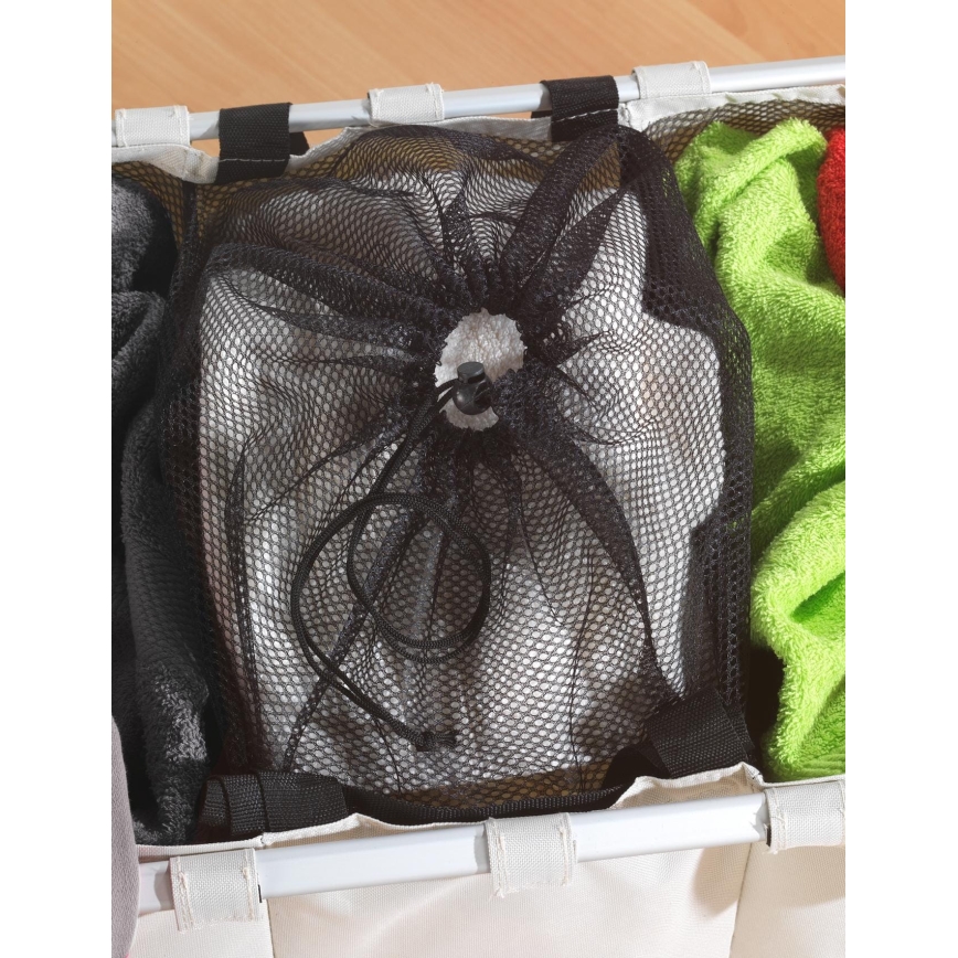 WENKO 3440113100 - Coș pentru rufe TRIO 63 x 57 cm bej/negru/argintiu