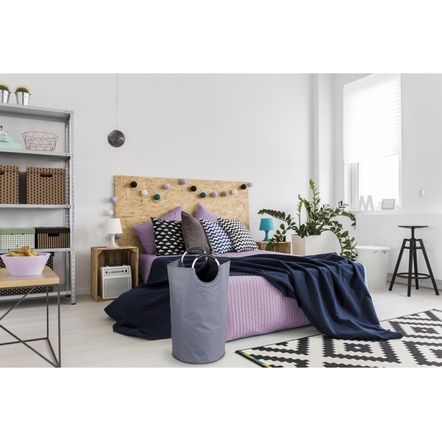 WENKO 3440803100 - Coș pentru rufe JUMBO 38x72 cm antracit/argintiu/negru
