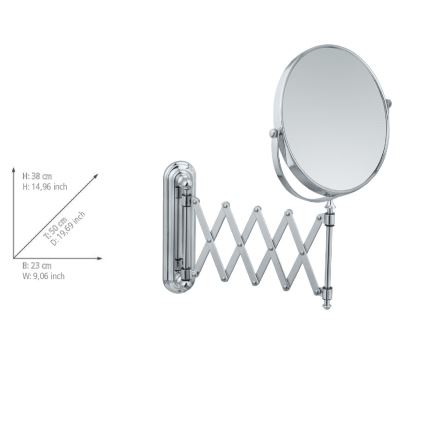 WENKO 3656241100 - Oglindă cosmetică TELESCOPE DELUXE 23x38 cm, crom lucios