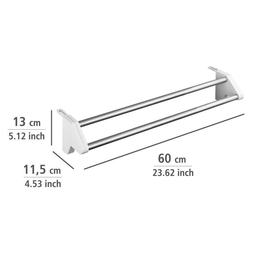 WENKO 3703100 - Uscător de rufe TWIN, 60 x 13 cm, argintiu/alb