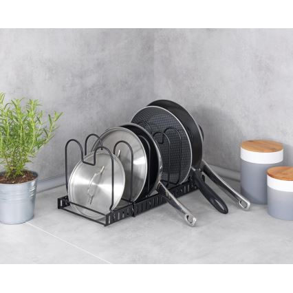 WENKO 53149100 - Suport pentru capace și tigăi, 18 x 18 cm, negru