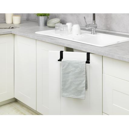 WENKO 53246100 - Suport pentru prosoape, inox/negru, 7 x 6 cm