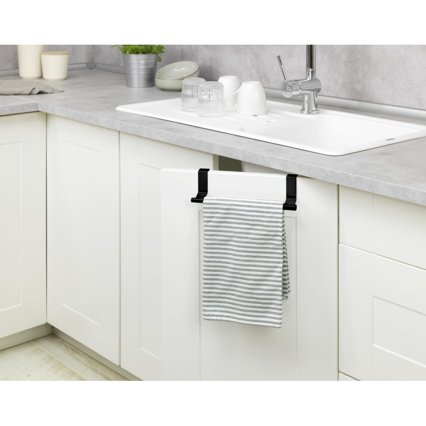 WENKO 53246100 - Suport pentru prosoape, inox/negru, 7 x 6 cm