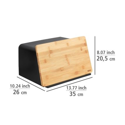WENKO 54098100 - Cutie pentru pâine KUBO 35 x 26,5 cm negru/maro