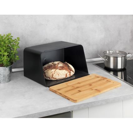 WENKO 54098100 - Cutie pentru pâine KUBO 35 x 26,5 cm negru/maro