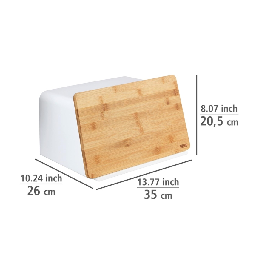 WENKO 54099100 - Cutie pentru pâine KUBO, 35x26,5 cm, alb/maro