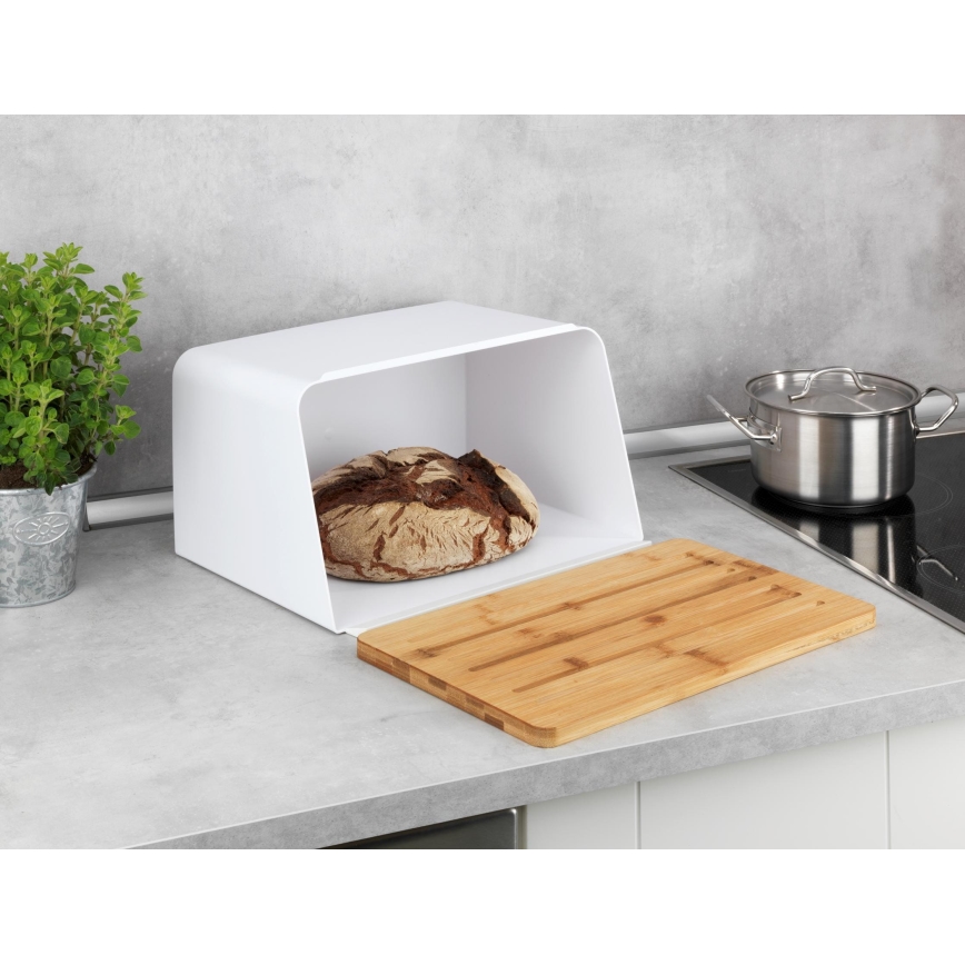 WENKO 54099100 - Cutie pentru pâine KUBO, 35x26,5 cm, alb/maro