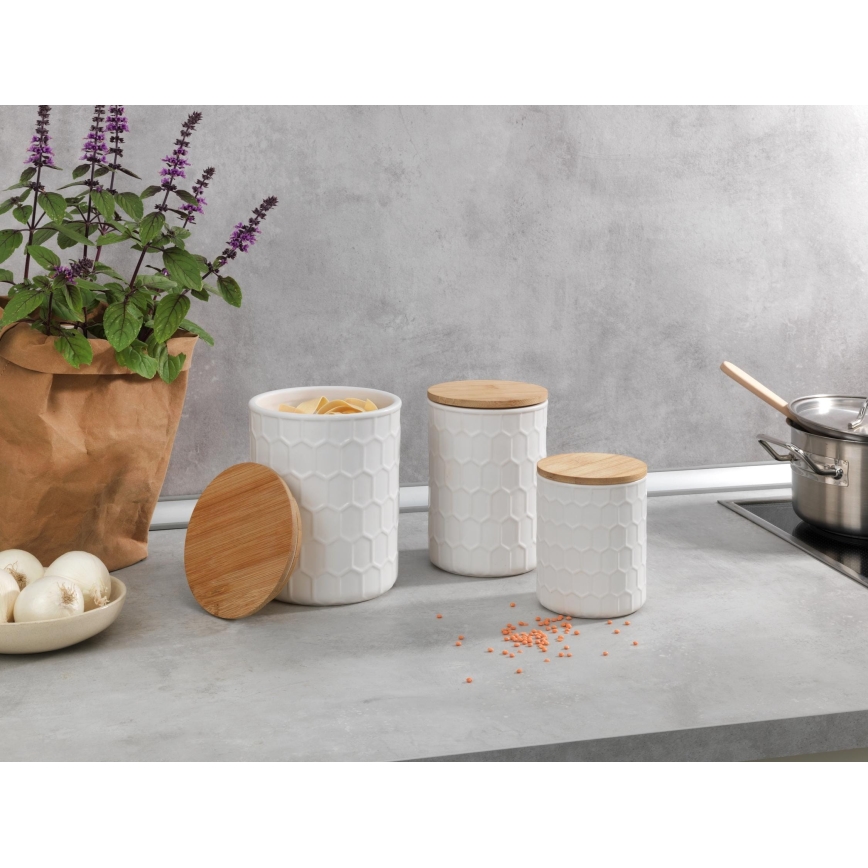 WENKO 54222100 - Cutie de depozitare MAYA 13x17 cm alb/maro