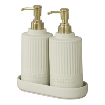 WENKO 54651100 - Dozator de săpun HEIDI 19x21 cm crem/auriu/alb