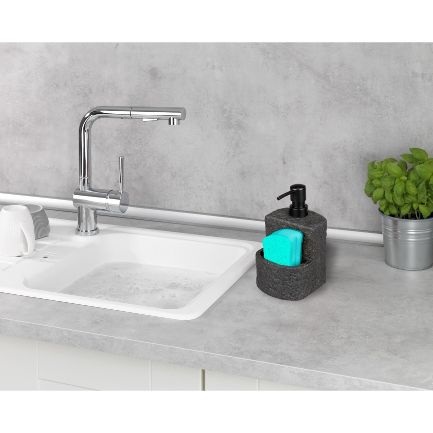 WENKO 54667100 - Dozator de săpun FESTIVAL, 10,5 x 18 cm, negru