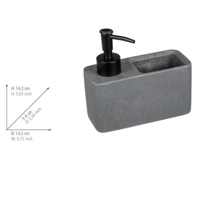 WENKO 54669100 - Dozator de săpun RESA, 14,5 x 14,3 cm, gri/negru