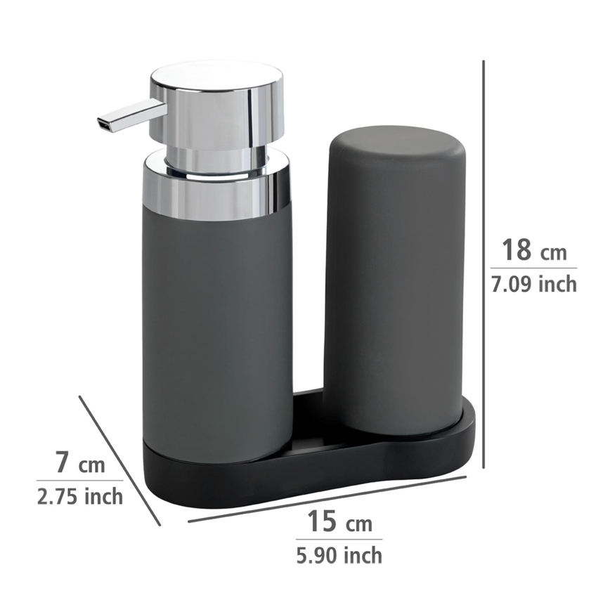 WENKO 54735100 - Stație de curățare EASY SQUEEZ-E, 15 x 18 cm, gri/gri