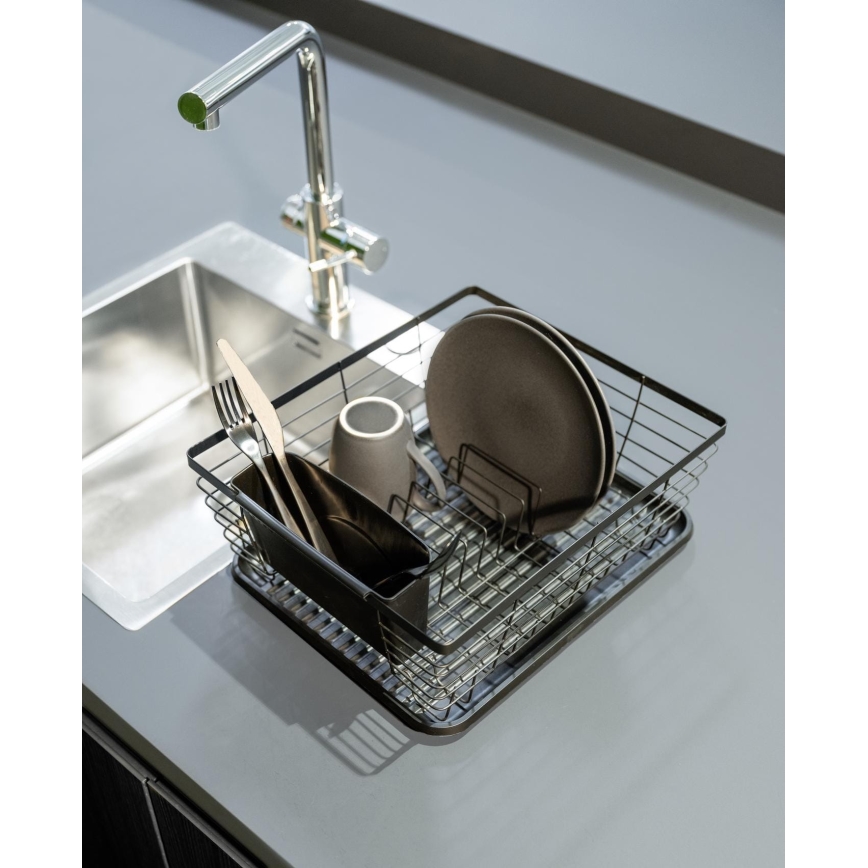 WENKO 54766100 - Scurgător pentru vase Black Outdoor Kitchen, 36 x 30 cm, negru/negru