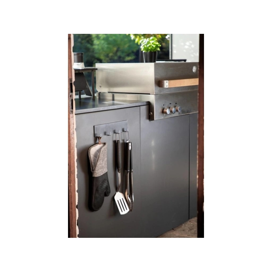 WENKO 55014100 - Cârlig pentru bucătărie de exterior, 30 x 6,5 cm, negru