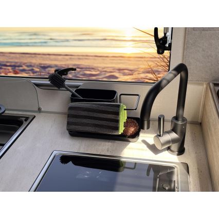 WENKO 55078100 - Organizator pentru bucătărie de exterior BLACK, 21x12 cm, inox/negru