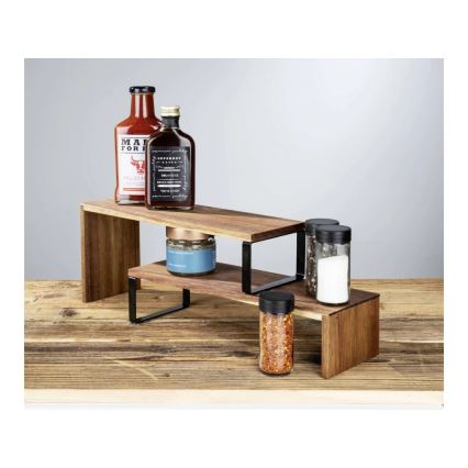 WENKO 55097100-Poliță BLACK OUTDOOR KITCHEN 36x16 cm maro/negru