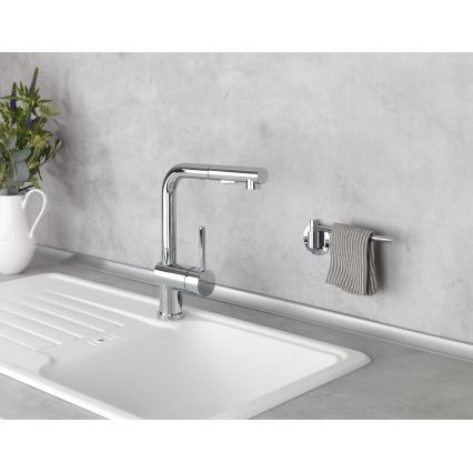 WENKO 5639100 - Suport pentru prosoape de bucătărie TURBO-LOC KÜCHE, 23 x 6,5 cm, inox/argintiu