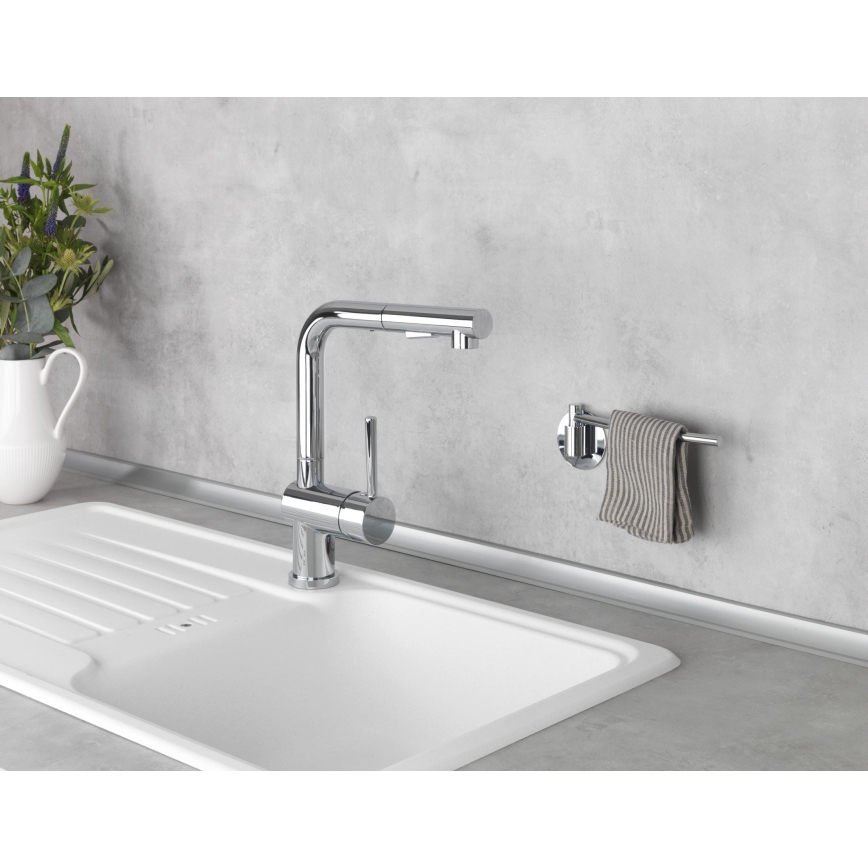 WENKO 5639100 - Suport pentru prosoape de bucătărie TURBO-LOC KÜCHE, 23 x 6,5 cm, inox/argintiu