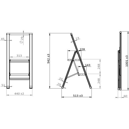 WENKO 601015100 - Scară ALU-DESIGN 44 x 101 cm, alb/gri