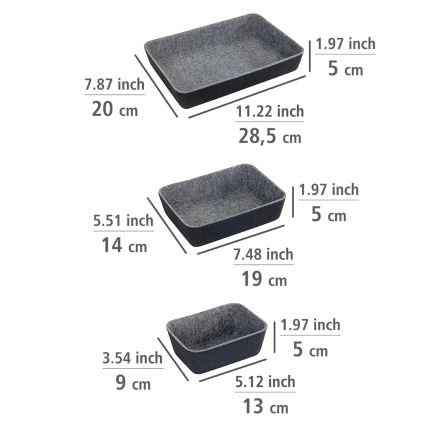 WENKO 64502100 - Organizator pentru sertar FELT 28,5x20 cm gri