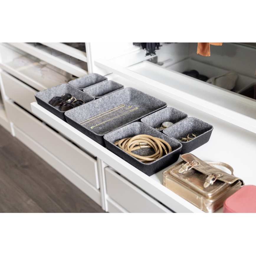 WENKO 64502100 - Organizator pentru sertar FELT 28,5x20 cm gri
