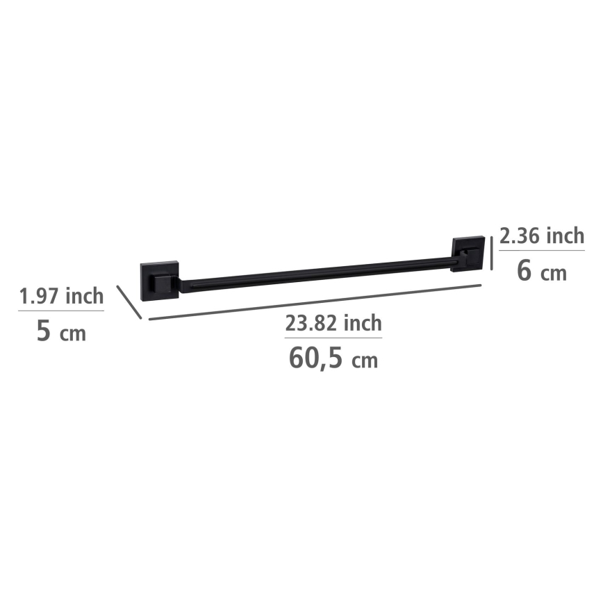 WENKO 71445800 - Bară pentru prosoape VACUUM-LOC QUADRO ED 60,5x6 cm negru