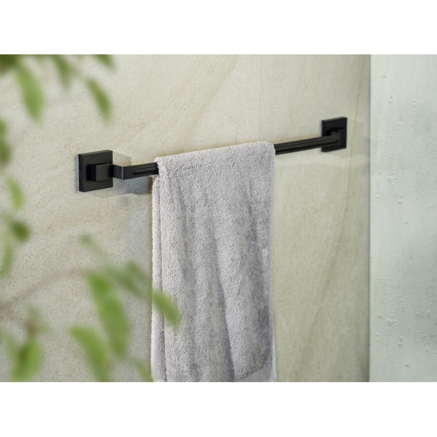WENKO 71445800 - Bară pentru prosoape VACUUM-LOC QUADRO ED 60,5x6 cm negru