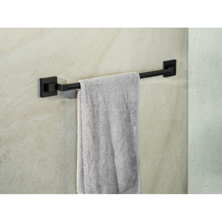 WENKO 71445800 - Bară pentru prosoape VACUUM-LOC QUADRO ED 60,5x6 cm negru
