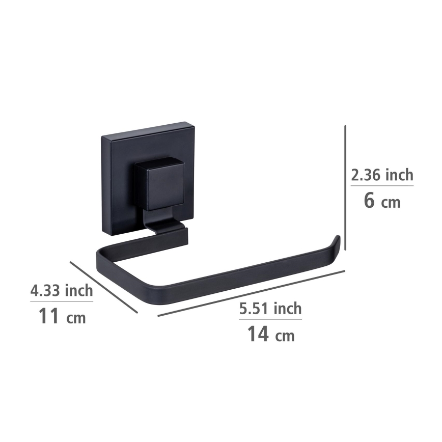 WENKO 71447800 - Suport pentru hârtie igienică VACUUM-LOC QUADRO ED, 14 x 11 cm, negru