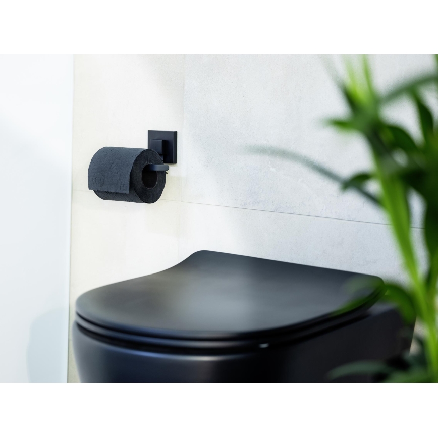 WENKO 71447800 - Suport pentru hârtie igienică VACUUM-LOC QUADRO ED, 14 x 11 cm, negru